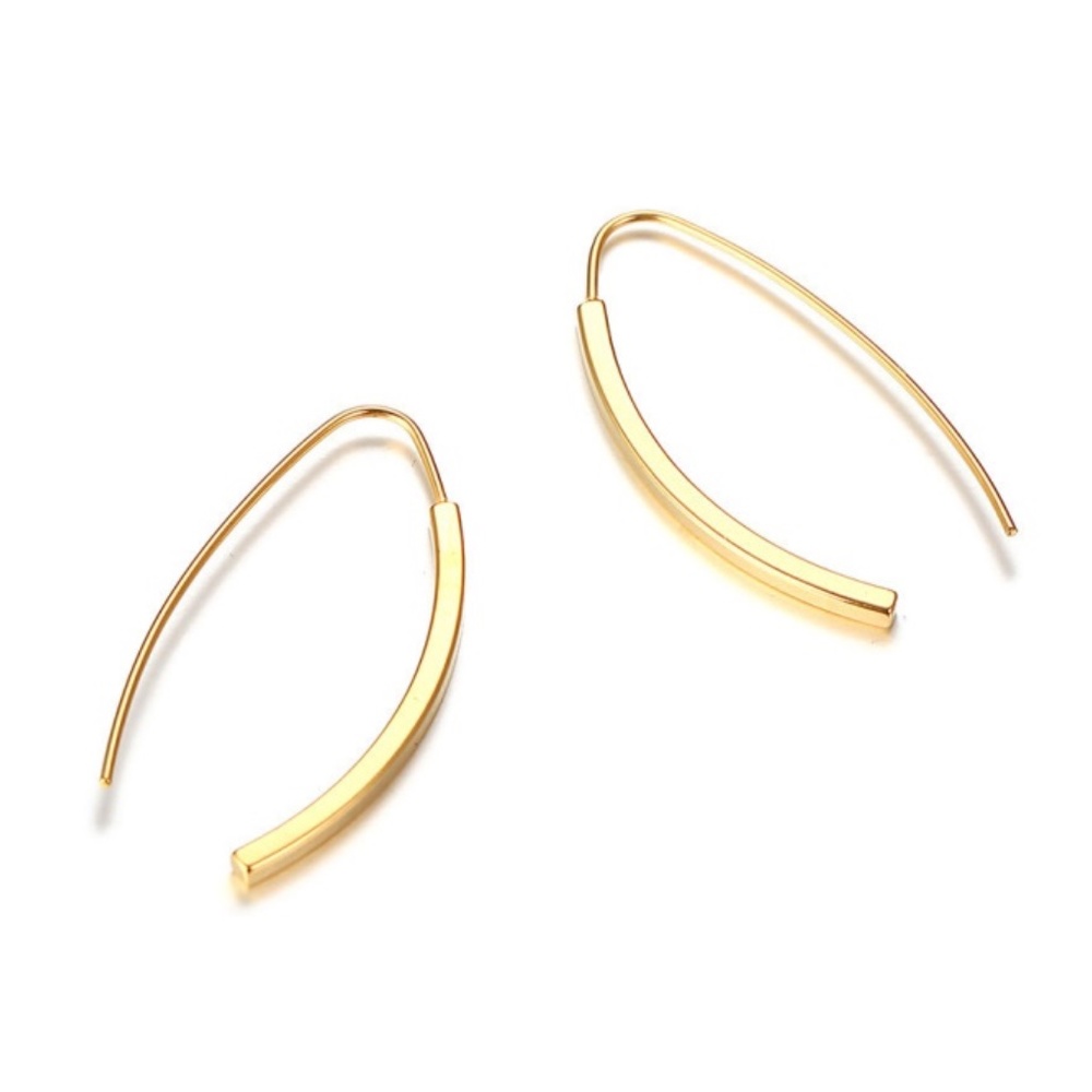 Gold Plated Minimalist Earrings - Picture 6 of 6